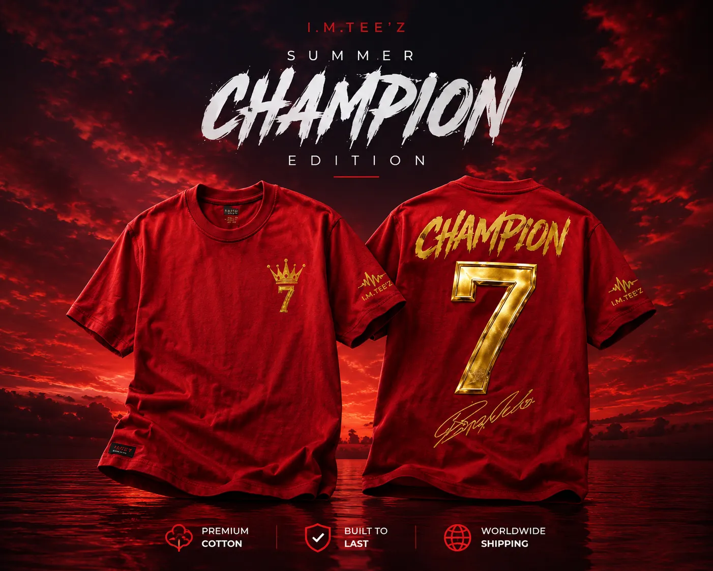 Champion 7 Premium Red Oversized T-Shirt – Limited Edition