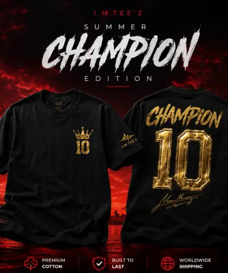Champion 10 Premium Black Oversized T-Shirt – Legend Edition