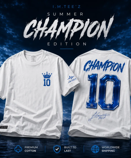 Champion 10 Premium White Oversized T-Shirt – Legend Edition