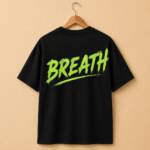 Premium Breath Graphic Tee – Luxury Minimalist Electric Green
