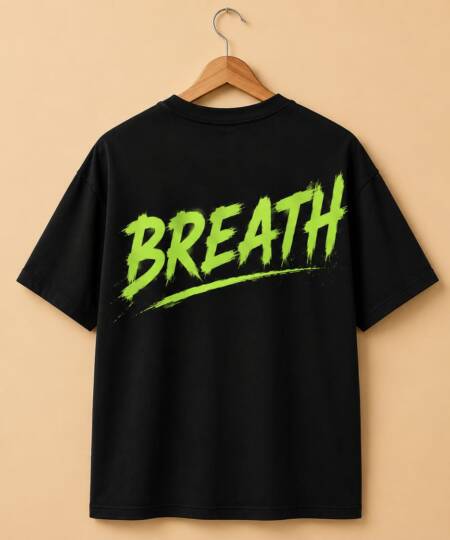 Premium Breath Graphic Tee – Luxury Minimalist Electric Green