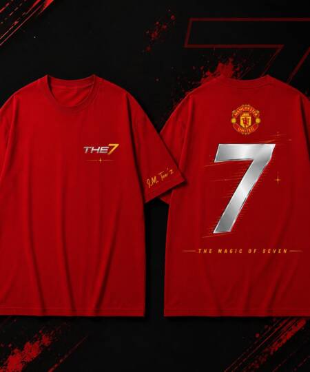 "MAGIC OF SEVEN" Football Inspired Premium Graphic RED T-Shirt