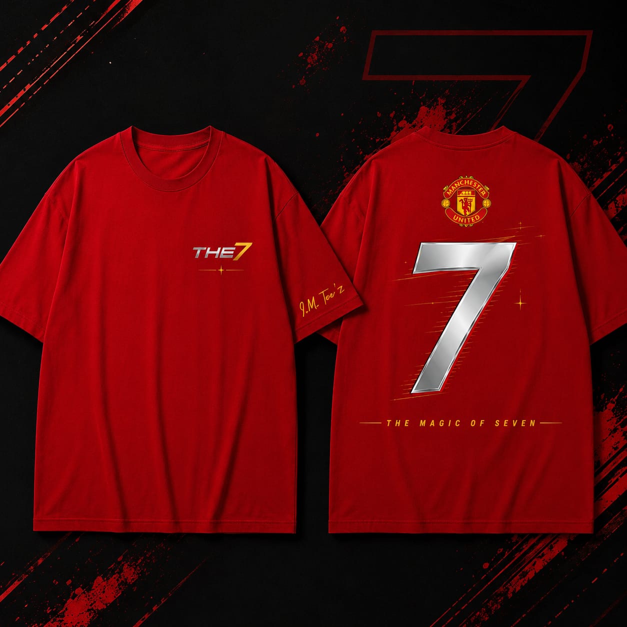 "MAGIC OF SEVEN" Football Inspired Premium Graphic RED T-Shirt