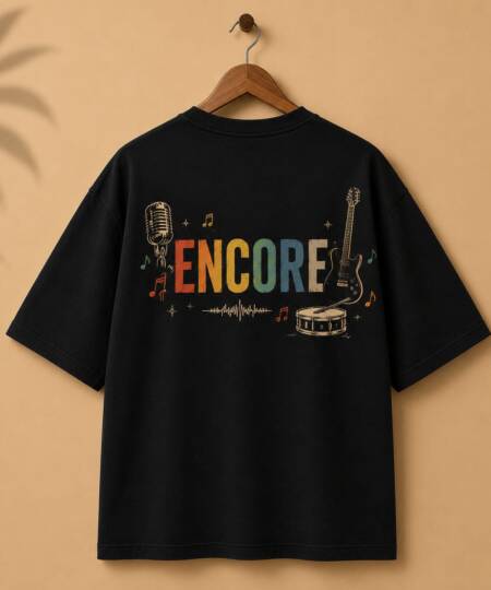 "ENCORE" Musician Vintage Graphic Oversized T-Shirt – Black