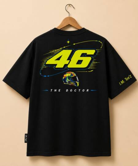 "46 THE DOCTOR" Racing Graphic Oversized T-Shirt – Black