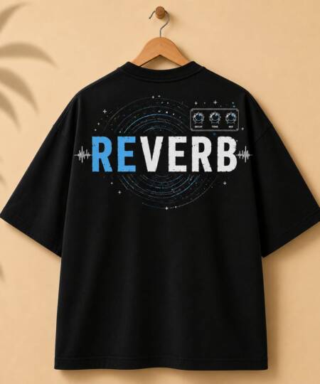 "REVERB" Musician Graphic Oversized T-Shirt – Black