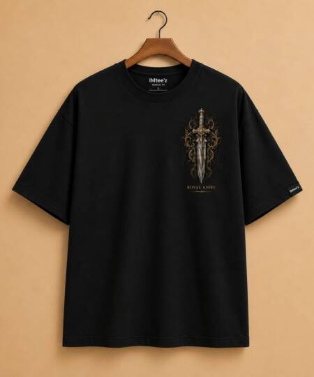 Royal Knife Dagger Oversized Black T-Shirt