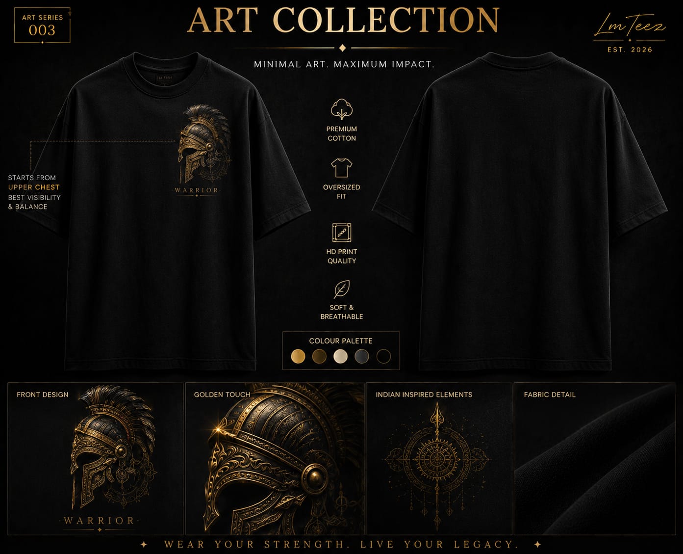 Warrior Helmet Oversized Black T-Shirt - Image 3