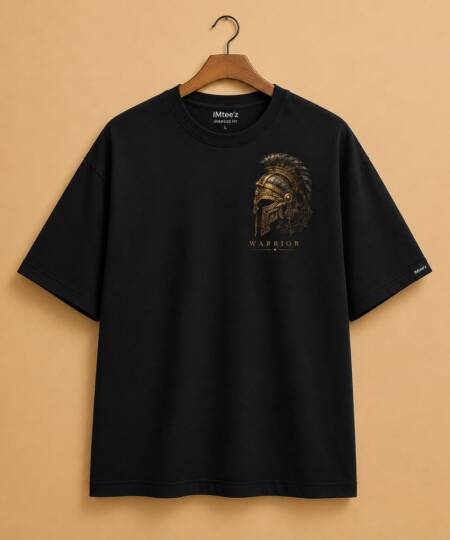 Warrior Helmet Oversized Black T-Shirt